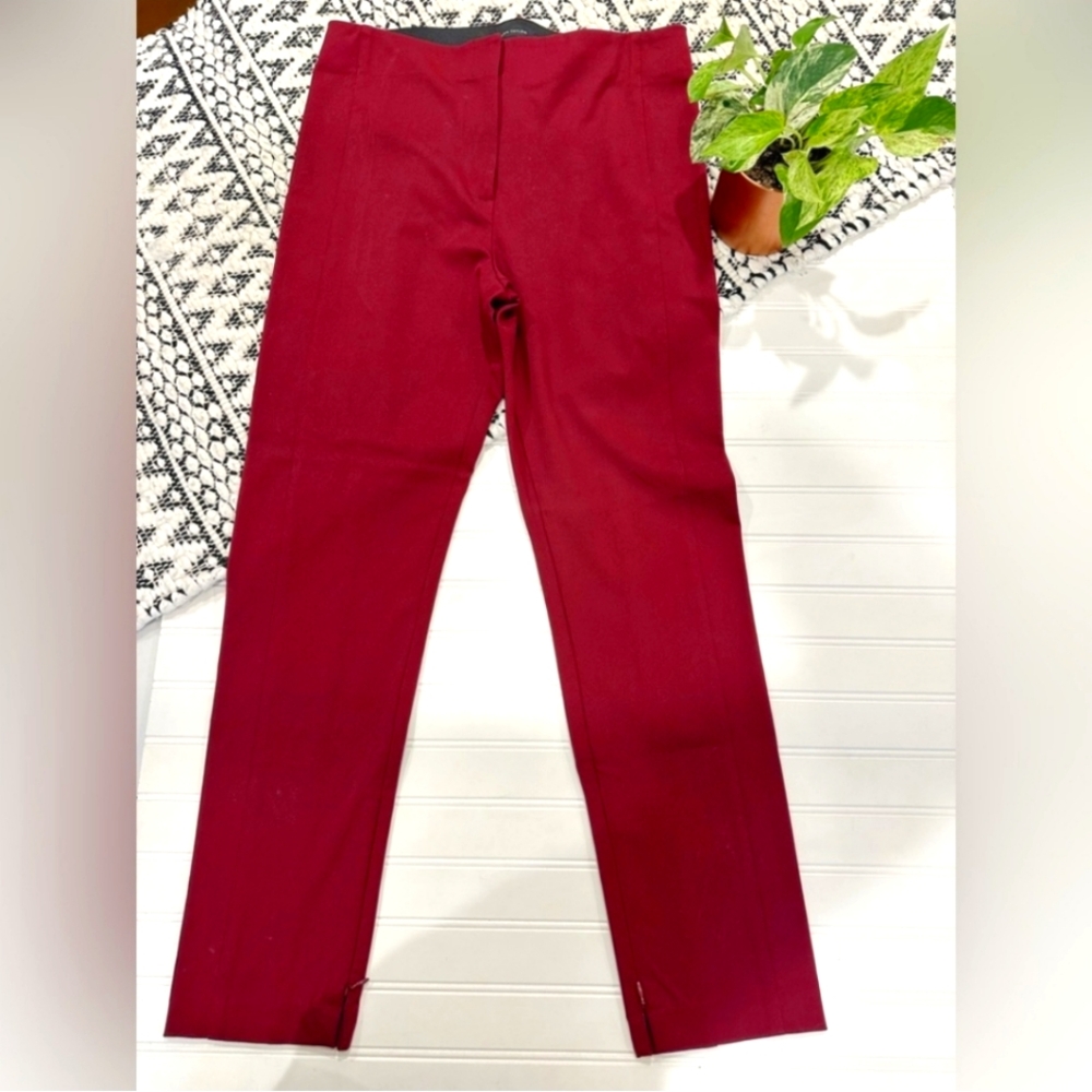 Ann Taylor Elastic Waist Size Zip Slacks Red 12